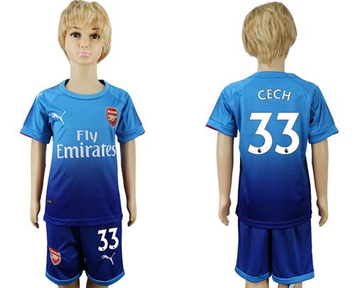 Arsenal #33 Cech Away Kid Soccer Club Jersey